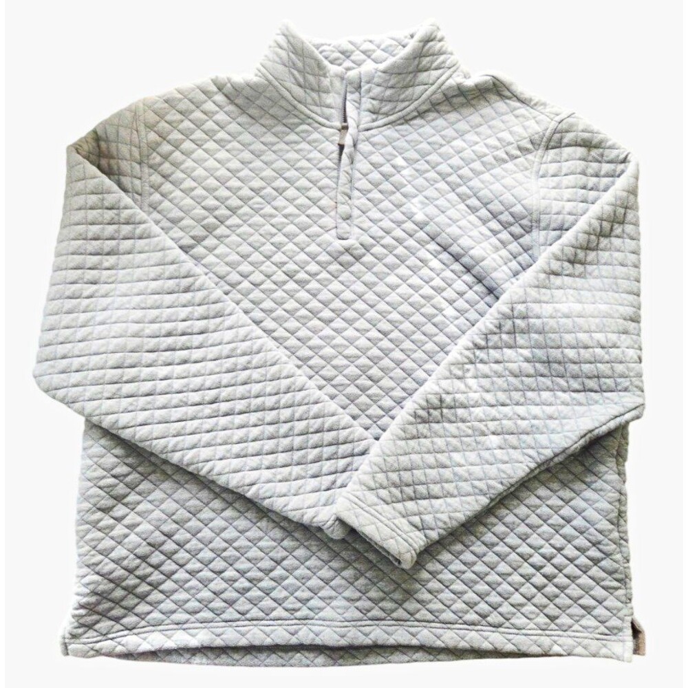 Oxford Men's XL Gray Quilted 1/4 Zip Mock Neck Long Sleeve Sweatshirt